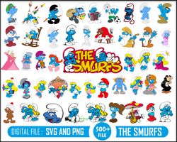 Smurfs Svg Bundle, Smurfs Birthday, Smurfs Clipart, Smurfs Png, Smurfs Layered Svg, Smurfs Font, Smurf Cricut, Smurf Cut