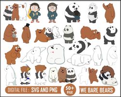 We Bare Bears digital, Layered svg, silhouette, artwork, instant download, clip art, stickers, Bundle Layered, cricut, c