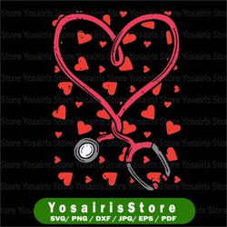 Heart Stethoscope SVG PNG, Cute Love Nursing Valentines Day Svg, Stethoscope Heart Svg
