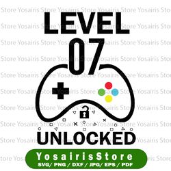 7th Birthday Svg Png, Level 7 Unlocked, Video Gamer Birthday Svg, 7th Birthday Video Game SVG
