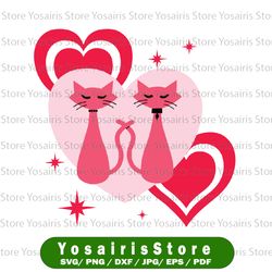 Valentine Love Cats Svg, Adorable Cute Hearts Svg, Valentines Cat Lady SVG, I Love You Cute