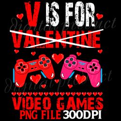 V Is For Valentine Video Games Png Digital File PS Controller Red Hearts