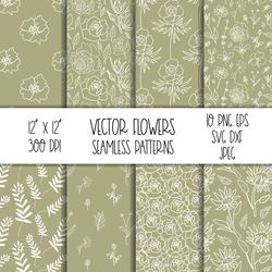 Sage green contact paper.Seamless floral pattern svg