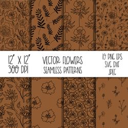Printable vintage floral brown background