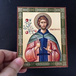 Saint Euphrosynus  |  Gold foiled icon on wood |  Size: 5 1/4"x4 1/2"