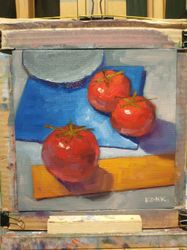 Original oil painting Threesome 2 Still life painting Tomato painting Painting as a gift Bright painting