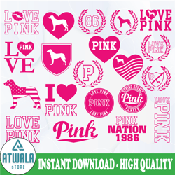 Love Pink Bundle SVG File Love Pink Clip Art Love Pink VS Love Pink Printable Decal Dog
