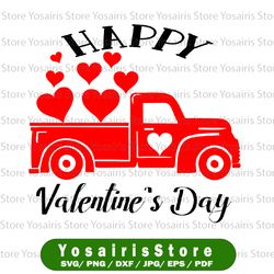 Happy Valentine's Day Vintage Truck SVG PNG Files for cutting machines, digital clipart, hearts