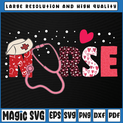 Nurses Valentines Day Hearts Stethoscope Png, Love Nurses Valentine Png, Valentine Day, Digital Download