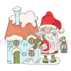 LETTER SANTA Merry Christmas Cartoon Vector Illustration Set