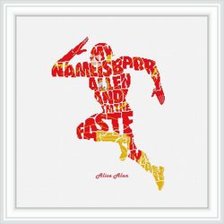Cross stitch pattern Flash silhouette runner superhero typography quote monochrome counted crossstitch patterns PDF