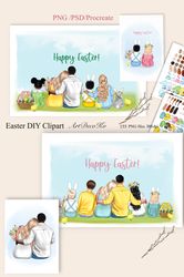 Big Easter family, Customizable clipart, character creator