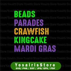 Mardi Gras PNG, Printable PNG Files | Cricut and Silhouette | King Cake | Beads | Parades | Crawfish
