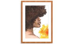 African Woman Portrait Watercolor Painting Black Woman Art Print African American Woman Wall Decor Faceless Portrait