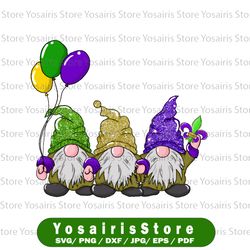 Mardi Gras Gnomes Glitter PNG Designs | Fat Tuesday Shrove Gnomes | Unlimited Commercial License
