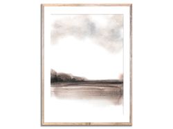 Minimalist Landscape Watercolor Art Print Pampas Abstract Watercolor Painting Brown Landscape Wall Decor Abstract Field