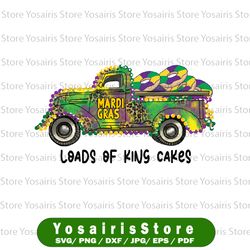 Loads Of King Cakes Mardi Gras Truck Png Sublimation Design, Fleur De Lis Mardi Gras Png, Mardi Gras Hat Png