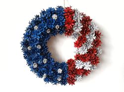 Patriotic Pine Cone Wreath American Flag Wreath