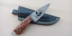 Skinner knife, Hunting knife with, leathe sheath, fixed blade Camping knife, skin knife, Handmade Knives, Gifts For Men