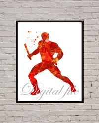 Daredevil Marvel Superhero Art Print Digital Files decor nursery room watercolor