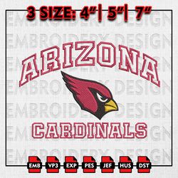 NFL Arizona Cardinals Logo Embroidery file, NFL teams Embroidery Designs, NFL Cardinals, Machine Embroidery Design