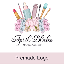 Beauty salon premade logo design, beauty logo,  girl character logo, makeup mua artist logo, cartoon logo, make up logo