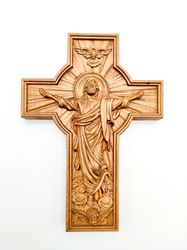 Crucifix Wooden cross 7.48" (19 cm), Carved wooden cross, Crucifix catholic cross, Wooden Crucifix, Jesus Christ