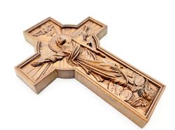 Crucifix Wooden cross 15.5" (39.4 cm), Carved wooden cross, Crucifix catholic cross, Wooden Crucifix, Jesus Christ