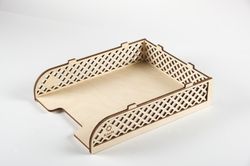 Wood paper tray Desk organizer Letter tray