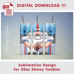 Funny Football Gnome Template - Seamless Sublimation Pattern - 20oz SKINNY TUMBLER - Full Tumbler Wrap