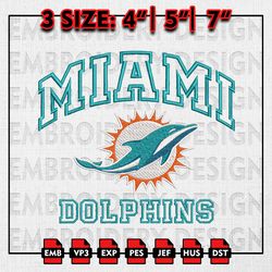 NFL Miami Dolphins Logo Embroidery Design, NFL Dolphins Embroidery Files, NFL Logo, Machine Embroidery Pattern