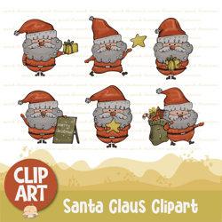 cute santa claus clipart for christmas decoration, sticker, printable, sublimation and more
