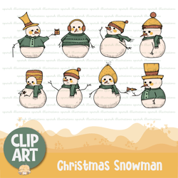 cute snowman clipart for christmas season decoration, stickers, printable, sublimation and more