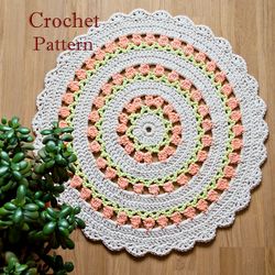 Crochet  Rug Pattern - Rug made of cord - Rustic decor - Doily  Crocheted rug - Crochet doily pattern home decor