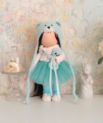 Tilda doll Interior doll Handmade doll Soft doll Textile doll Art doll Cloth doll color menthol doll Fabric doll Rag dol