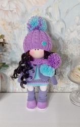 Tilda doll Interior doll Bunny doll Handmade doll Soft doll Textile doll Art doll Cloth doll Blue doll Purple doll Fabri