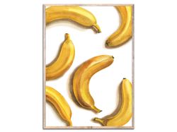 Banana Painting Fruit Watercolor Art Print Kitchen Wall Art Food Still Life Vegetarian Art Yellow Wall Decor