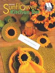 Digital Crochet Patterns Sunflower Kitchen Set