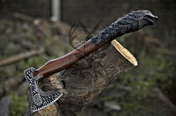 viking wedding gift - custom handmade carbon steel axe comes with leather sheath, hand forged viking axe,