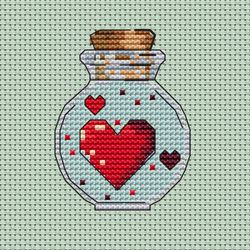 cross stitch pattern a bottle with a heart small cross stitch pattern valentine's day cross stitch chart
