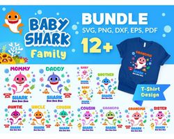 Baby Shark Family SVG Files, Baby Shark SVG Cut Files, Baby Shark Family PNG, Baby Shark Cricut Files Baby Shark Layered