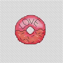 easy donut cross stitch pattern | cute cross stitch chart | small cross stitch pattern