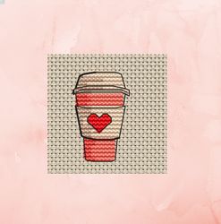 coffee cross stitch chart | small cross stitch pattern | cute cross stitch pattern
