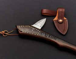 Custom Hand Forged, Damascus Steel Functional Spike Spear 17 inches, Native American War Club Battle Ready, With Sheath