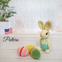 Easter bunny crochet pattern, Crochet bunny amigurumi pattern, Digital download PDF