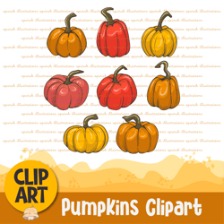 collection of pumpkin vegetables clipart for decoration, stickers, printable, sublimation and more