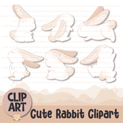 collection of cute rabbit animal clipart for decoration, stickers, printable, sublimation and more
