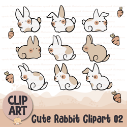collection of cute rabbit cartoon animal clipart for decoration, stickers, printable, sublimation and more