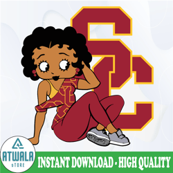 Betty Boop With USC Trojans Football PNG File, NCAA png, Sublimation ready, png files for sublimation,printing