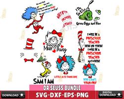 Dr Suess Bundle svg eps dxf png, Miss thing, saw i am Svg Dxf Eps Png , Silhouette, digital, file cut , Instant Download